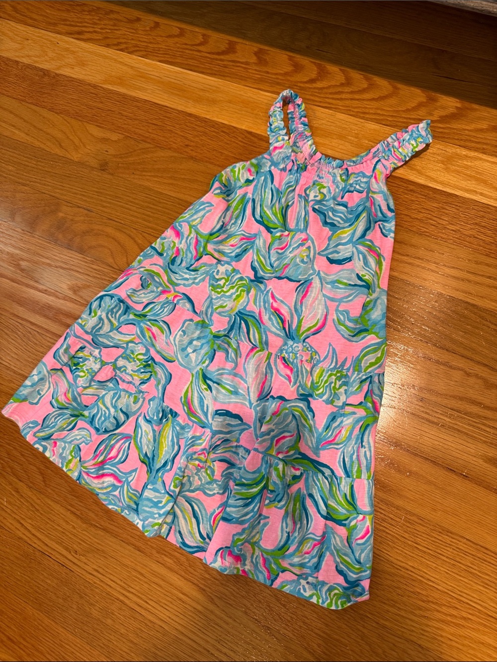 Lilly Pulitzer Pink Floral Ruffled-Strap Sundress
